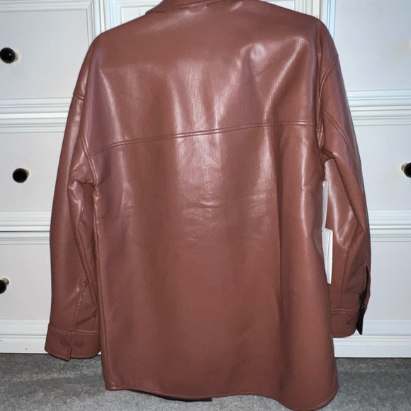 Aritzia Babaton Pelli Shirt Jacket - Brown Leather NWT - Picture 6 of 8